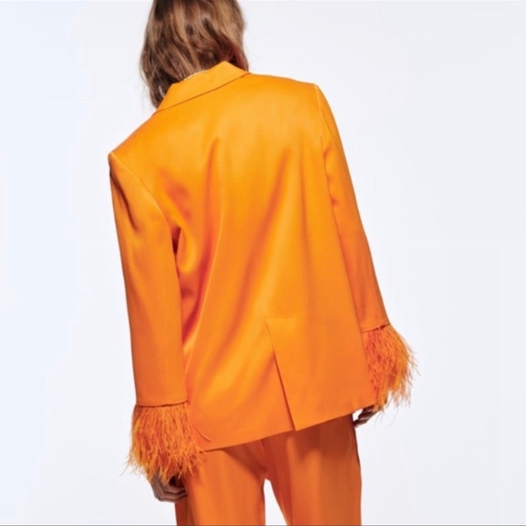Zara Limited Edition Feathered Blazer Size M - Picture 16 of 17